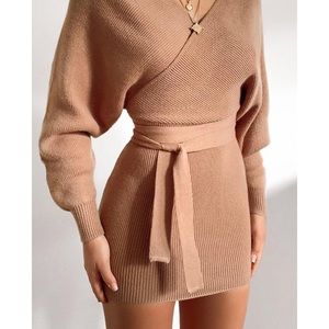 Caramel knit dress